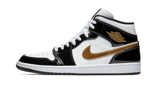 Jordan 1 Mid SE "Black Gold Patent Leather"