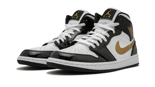 Jordan 1 Mid SE "Black Gold Patent Leather"